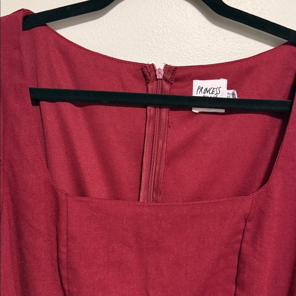 Princess Polly | The Villa Burgundy Square neck wrap dress - long sleeve - US 6 - Picture 6 of 7